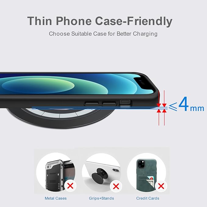 15W Fast Wireless Charging Station Pad Compatible with iPhone 16/16e/16 Pro/16 Pro Max 16 15 14 13 12 11 Series Samsung Galaxy S25 S24 S23 S22 S21 Note 20 (Desk Magnetic Wireless Charging)