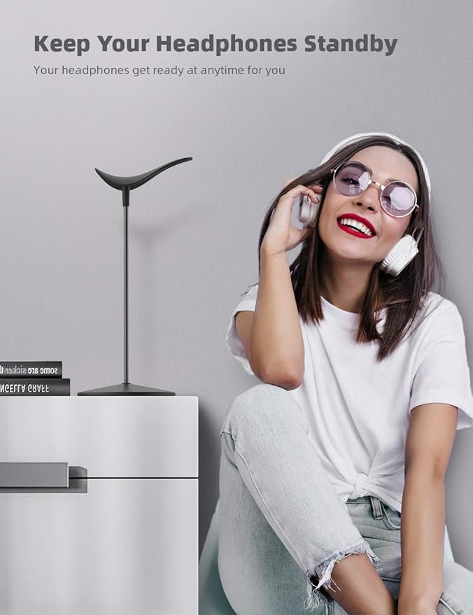 Lamicall Headphone Stand, Desktop Headset Holder - Desk Earphone Stand, for All Headsets Such as Airpods Max, HyperX Gaming Headphones, Beats, Senn heiser Music Headphones Gifts