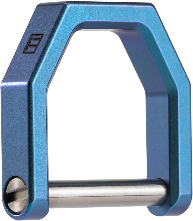 MecArmy CH2 Titanium D Ring Keychain for Thick Car Key Remotes, Precision Locking EDC Shackle, Heavy-Duty Key Carabiner Alternative, CNC Machined (Blue, Large)