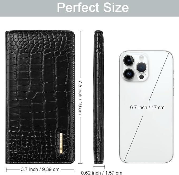 Wallet Women Bifold Faux Crocodile Leather Minimalist Slim Thin Long Wallets RFID Blocking Credit Cards Holder Purse with Back Zipper Coin Pocket for Women and Men,Black