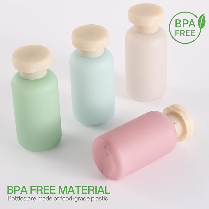 18 Pack Travel Bottles for Toiletries, TSA Approved Leak Proof Refillable Plastic Travel Containers, BPA Free Travel Essentials for Shampoo Conditioner Lotion Liquids, Airport Carry On Accessories