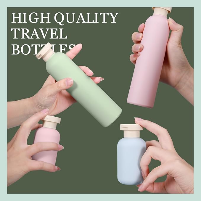 ASEVAT 8.8 oz Plastic Travel Refillable Shampoo Bottles, Empty Squeeze Bottles with Flip Cap, Travel Containers for Shampoo and Conditioner (4 Pcs)