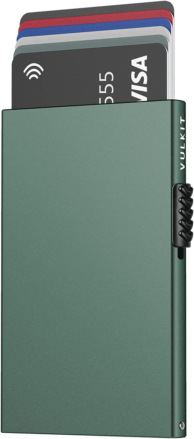 VULKIT Minimalist Credit Card Holder Pop Up Cards RFID Protection Slim Metal Wallet