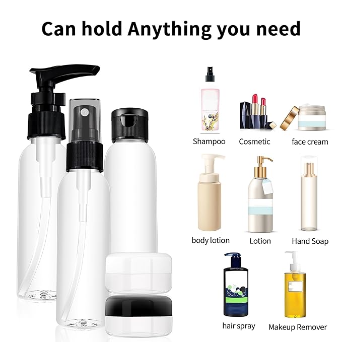 Travel Bottles For Toiletries, TSA Approved 13Pcs Leak Proof Travel Bottles Set, High Transparency Plastic Travel Containers With Toiletries Bag For Cosmetics Shampoo Lotion Cream