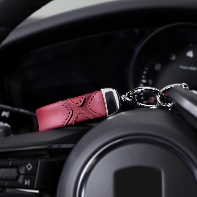 BETTERHUMZ Leather Suede Car Keychain,Key Chain Clip for Alcantara, Anti-Lost D-Ring for Men and Women Car Accessories