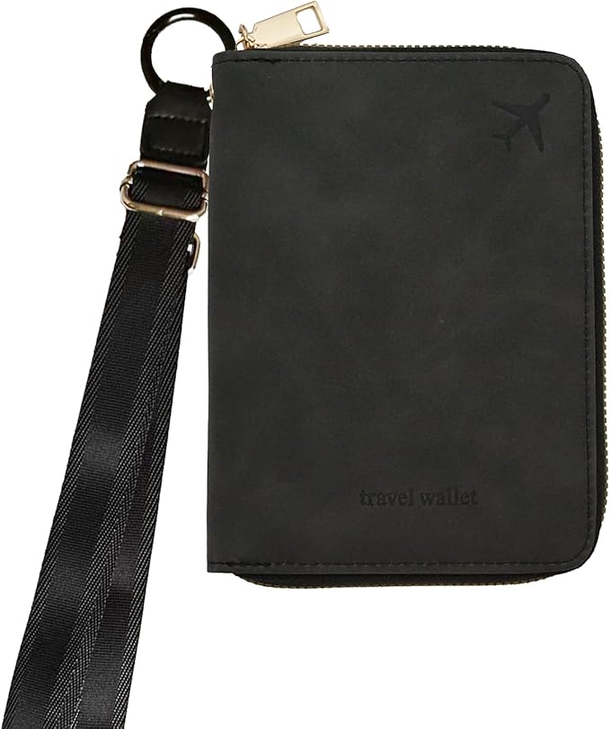 Passport Holder with Lanyard Around the Neck to Prevent Loss and Theft, Rfid Passport Holder for Travel, Passport Cover, Passport Wallet with Adjustable Lanyard for Women & Men (Black - Lanyard)