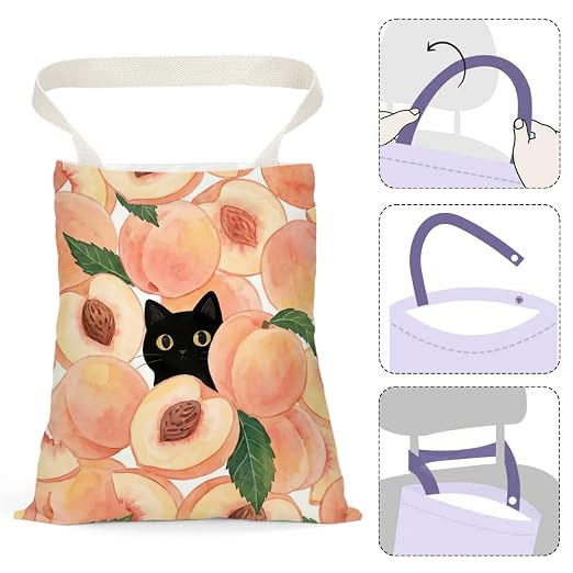 Black Cat Car Trash Bag, Peach Car Trash Bag Hanging, Peach Accessories, Summer Decor Waterproof Cars Back Seat Hanging Organizer Garbage Can for Vehicle Travelling Camping