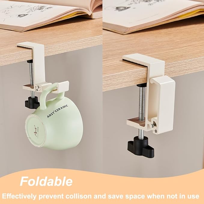 Foldable Headphone Stand Hanger Holder Under Desk Aluminum Alloy Headset Stand Fit for Gaming PC Accessories Universal Space Save Mount Clamp Hook Suitable for Xbox/PS4 Controller Office Computer Desk