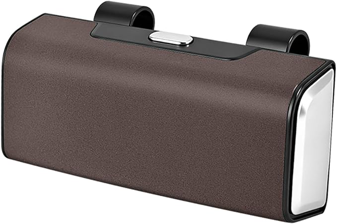 Car Sunglasses Holder for Sun Visor, Button Leather Eyeglass Hanger and Interior Storage Box
