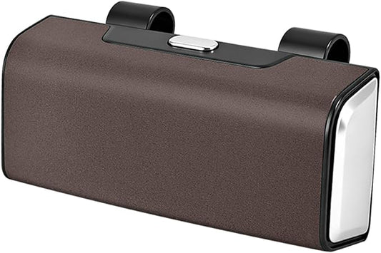 Car Sunglasses Holder for Sun Visor, Button Leather Eyeglass Hanger and Interior Storage Box