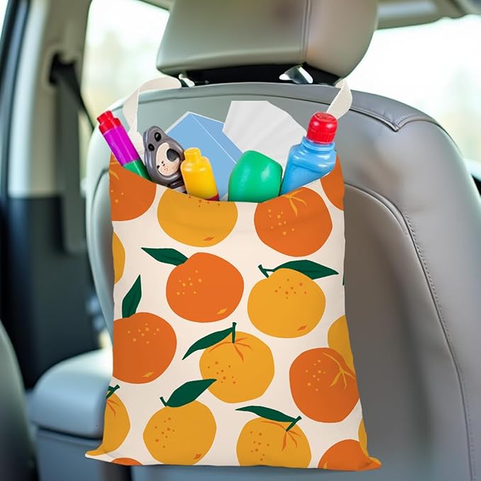 Car Trash Bag Car Garbage Bag Hanging Cars Trash Can, Waterproof Cars Back Seat Organizer for Vehicle Travelling Camping Orange Decor