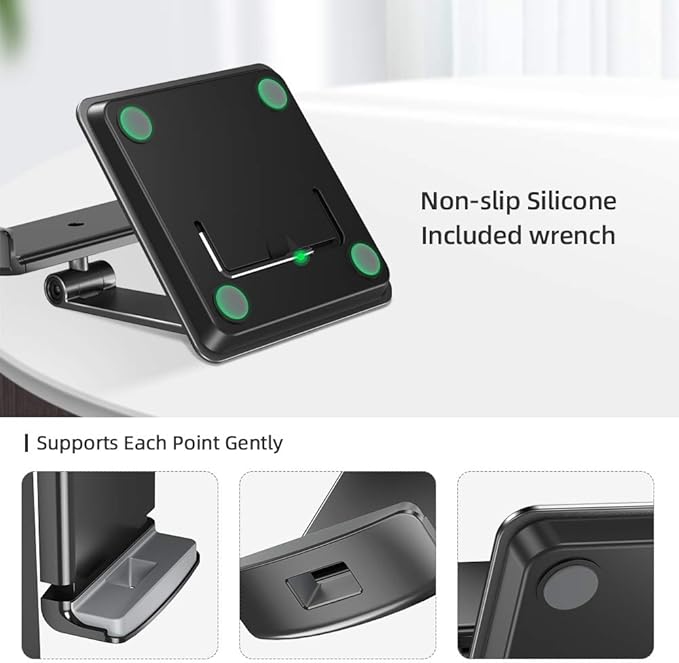 UPERFECT 5.9''-17.3'' Portable Monitor Stand, Adjustable 360° Swivel Bracket, 180° Tiltable Clamp, Heavy Duty Aluminum Stand for Pad/Tablet