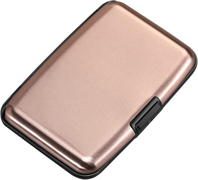 ELFISH RFID Blocking Credit Card Protector Aluminum ID Case Hard Shell Business Card Holders Metal Wallet for Men or Women（Champagne Gold