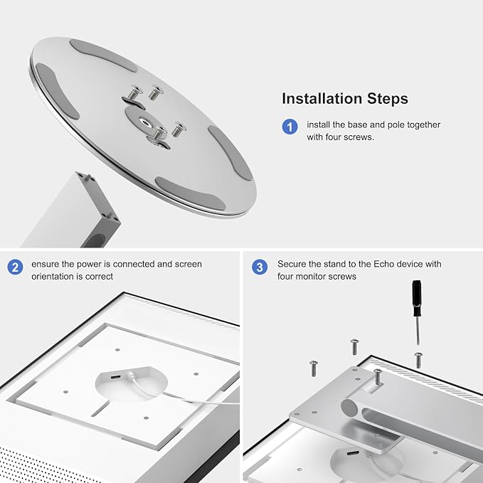 UPERGO Stand for Echo Show 21 and 15, 180° Tiltable Heavy Duty All Aluminum Base, Compatible with Smart Displays & VESA Mount Speakers, Easy Assembly
