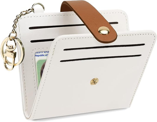 Airkit Small Wallets Woman RFID Blocking Leather Credit Card Holder - with ID Window - Card Wallets for Women - with Zipper Coin Purse - Keychain Wallet