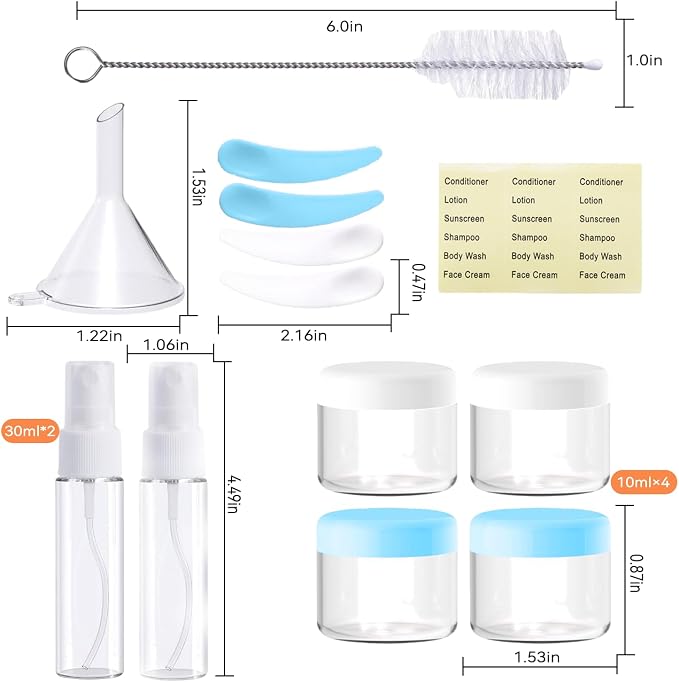18 packs of toiletries travel bottles, TSA Approval silicone travel containers, leak proof refillable shampoo and conditioner are essential for travel, fitness, business trips, office use(blue)