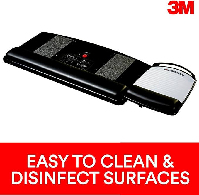 3M Keyboard Tray with Adjustable Keyboard and Mouse Platforms, Turn Knob to Adjust Height and Tilt, Swivels and Stores Under Desk, Gel Wrist Rest and Precise Mouse Pad, 17.75" Track, Black (AKT80LE)