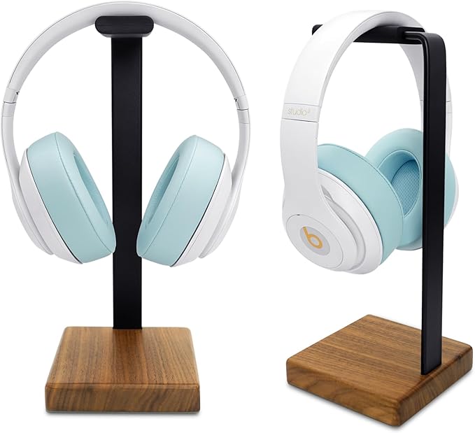 GEVO Headphone Stand for Desk - Wooden Headset Stand for Desk - Wooden Headphone Holder with Airpods Max and More(Square)