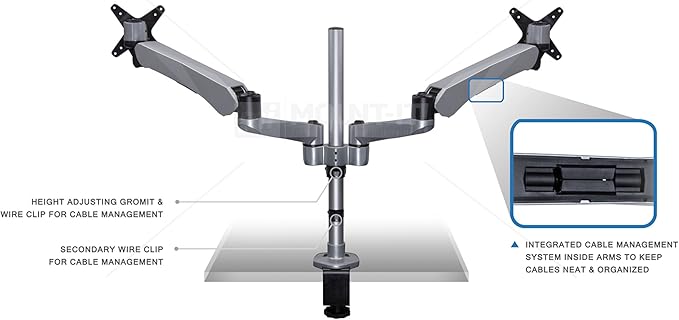 Mount-It! Expandable Two Monitor Computer Desk Mount Spring Arm Quick Release (MI-45116)