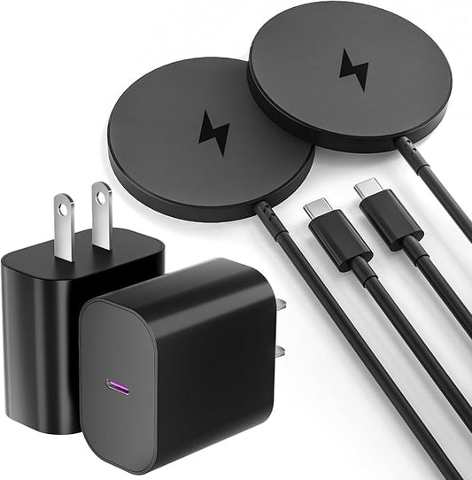 Magnetic Wireless Charger for iPhone 17 16,2Pack 6FT Wireless iPhone Charging Fast Mag-Safe Charger with Apple USB C Charging Block for iPhone 17 Pro max/17Air/16/15/14/13/12/11/AirPods Pro 3/2-Black