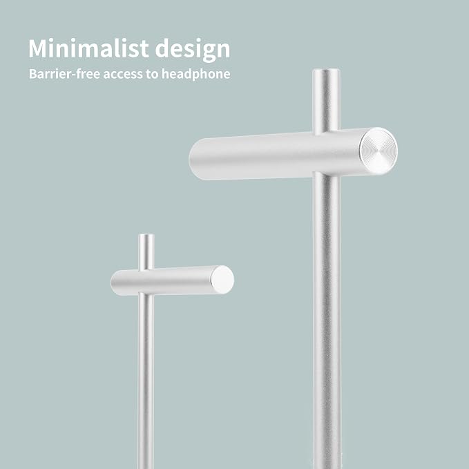Aluminum Alloy Headphone Stand for Desk with Non-Slip Base - Universal Headset Stand Compatible with Over-Ear, On-Ear and Neckband Headphones (Silver)