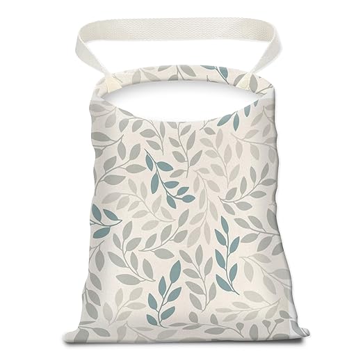 Car Trash Can, Seat Back Hanging Car Trash Bag, Cute Canvas Car Garbage Bag, Essential Car Trash Bin Car Organizers Boho White Leaf