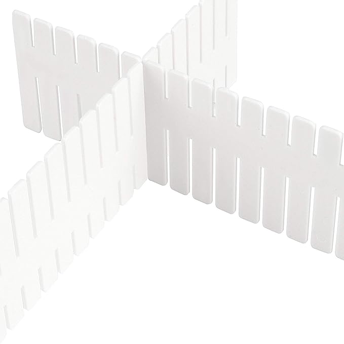 ZOENHOU 60 PCS 12.6 x 2.76 Inch White Drawer Dividers, Adjustable Premium Plastic Drawer Divider Organizers for Makeup Drawers Desktop Kitchen Drawer Organizers and Storage