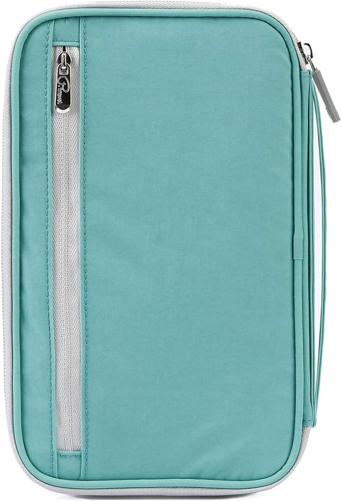 VanFn Passport Wallets, Travel Wallet, RFID Family Passport Holder, Trip Document Organizer (Green)