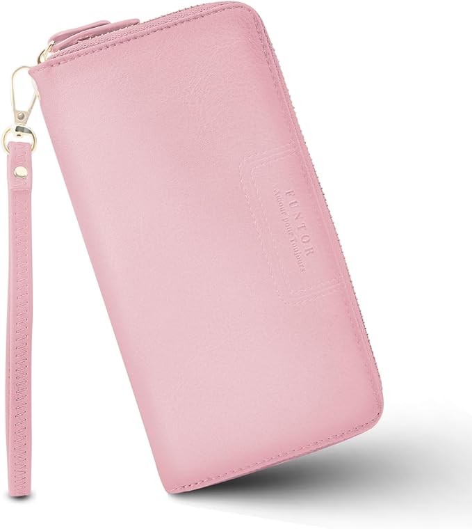FT FUNTOR Wristlet Wallets for Women, Ladies PU Vegan Leather Clutch Wallet Zip around Phone Purse Card Holder Organizer