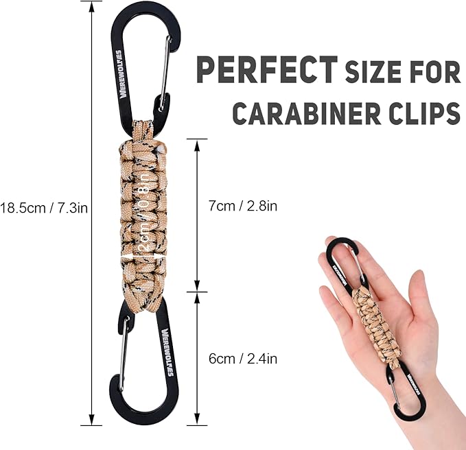 WEREWOLVES Paracord Keychain with Carabiner, Lanyard Clip for Keys