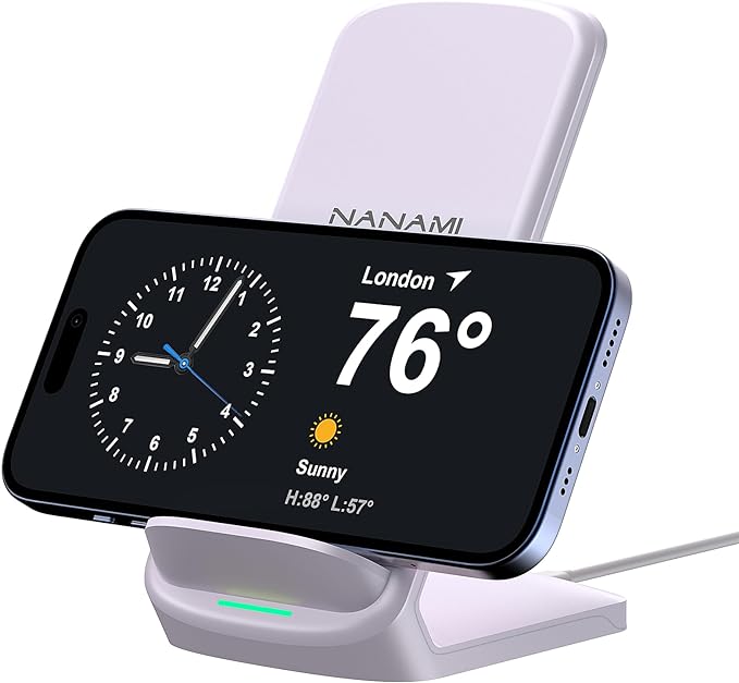 NANAMI Wireless Charger for Samsung and iPhone - 10W Fast Induction Charger Stand for Galaxy S25/S26/S24/S23/S22/S21, Wireless Charging Stand Phone Charging Dock for iPhone 17/17 Air/16/15/14/13/12