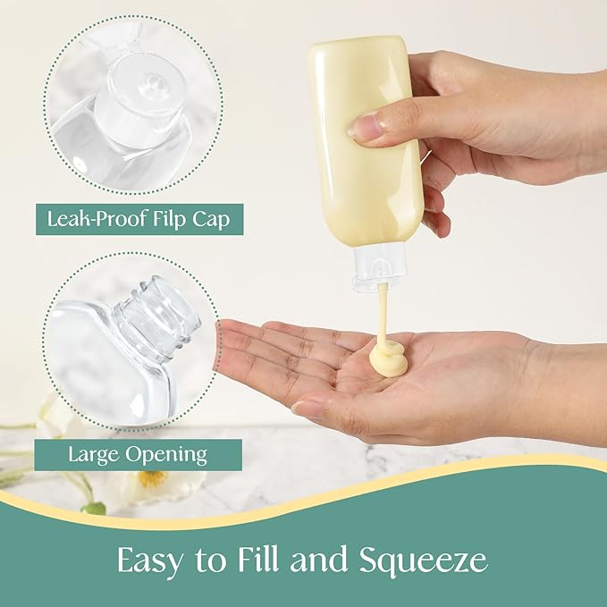 Travel Shampoo Bottles 5 pcs 3.4oz TSA Approved Travel Bottles for Toiletries Travel Size Bottles Leak Proof Empty Lotion Containers with Flip Cap Small Plastic Squeeze Bottlesp-Clear