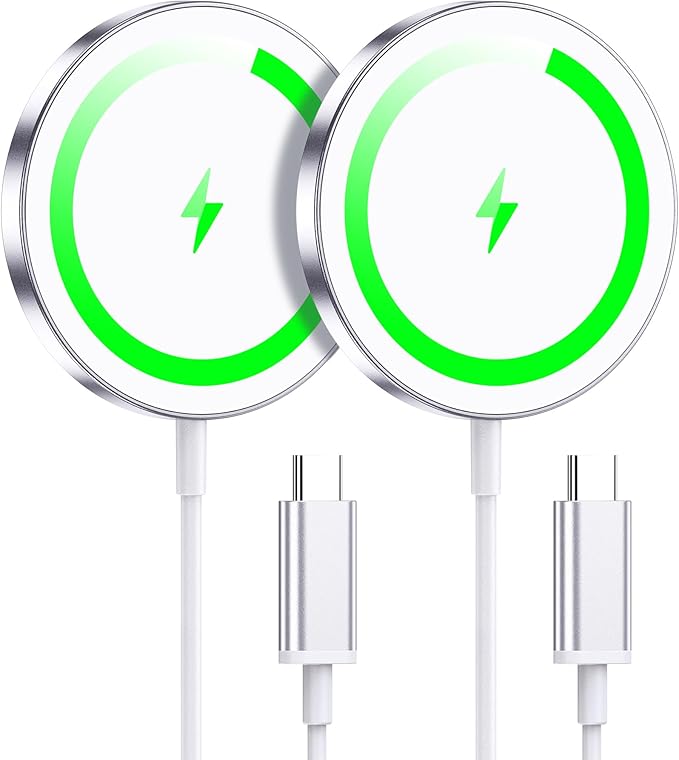 WRVVR for Apple Mag-Safe Charger 2 Pack, Magnetic Wireless Charger for iPhone 17/17 Pro/17 Pro Max/Air/16 15 14 13 12 Pro Max Plus mini,Charging Pad for Airpods Pro 3 2,Strong Magnet, Green
