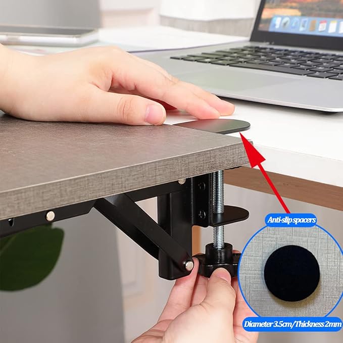 Desk Extender Clamp for DIY Custom Wooden Desk Extender Board (Board not Included), No-Punch Computer Keyboard Tray Clamp for Home or Office (White)