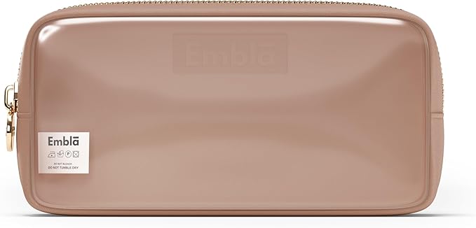Embla Medium Clear Makeup Bag Travel for Toiletries Cute Make Up Nylon Organizer Pouches Quart Size Cosmetic Bags for Women Girls Zipper Toiletry Skincare Pouch Organizer for Purse Brown
