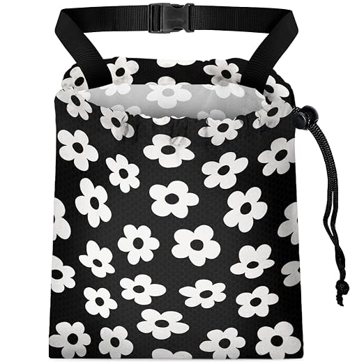 Car Trash Bag Hanging Back of Seat with Adjustable Snap Buckle Strap Cute Printed Drawstring Garbage Bags for Car-Groovy Flowers