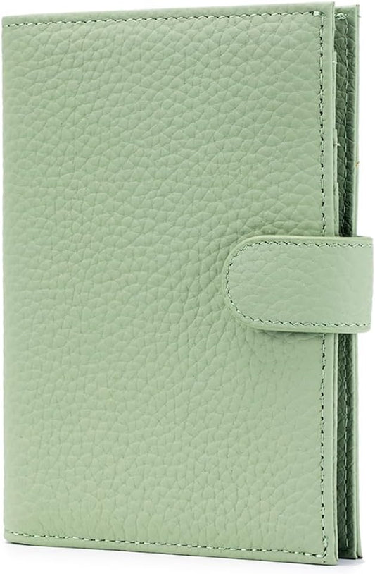 Leather RFID Passport Holder for Travel Women with Gift Box | Slim Passport Wallet with 1 Passport Slot & 3 Card Slots, Zipper Coin Pocket & Gift Box – Passport Cover Case (Light Green)