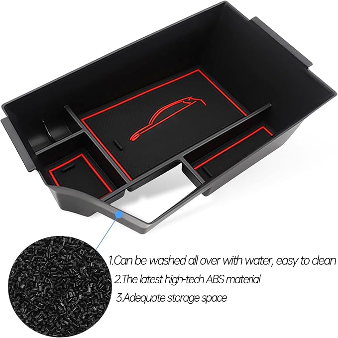 Gah for Infiniti QX55 QX50 Center Console Armrest Storage Box compatible with Infiniti QX50 2018 2019 2020 2021 2022 2023 Infiniti QX55 2022 2023 Tray Insert Organizer Glove Pallet Accessories (red)