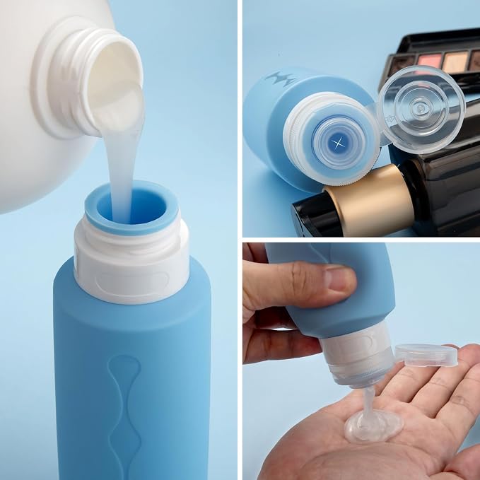 Gemice Travel Bottles for Toiletries, Tsa Approved Travel 6oz Size Containers with Clear Bag, BPA Free Leak Proof Travel Tubs Refillable Liquid Travel Accessories for Cometic Shampoo Lotion