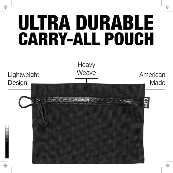 DEFY Project Ballistic Travel Pouch | Lightweight Nylon Organizer For Accessories | Premium Tech Wallet | Water Resistant Travel Organizer (Medium, Black)