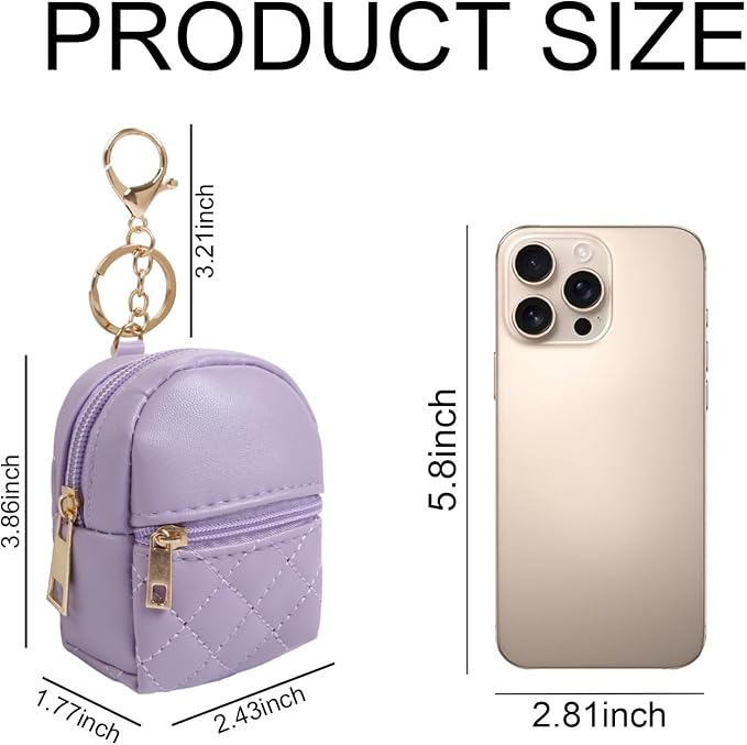 AIBFRID 4Pcs Mini Backpack Keychain,Cute Cosmetic Bag for Women for Grandkids,PU Leather Makeup Bag Key Pocket Lipstick Bag Birthday Gifts for 4 5 6 7 8 9 10 11 12 Year Old Girls