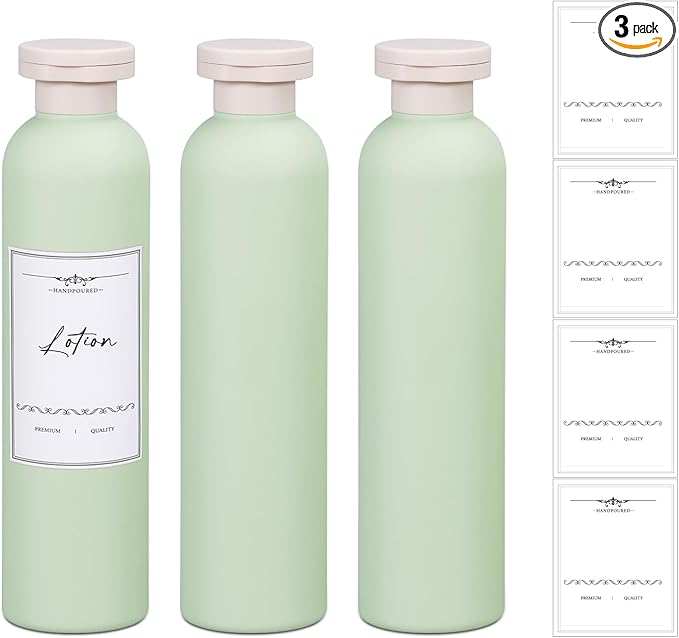 8.8oz Travel Essentials Shampoo Bottles for Toiletries,Empty Plastic Squeeze Bottles with Flip Cap for Tavel Size Shampoo and Conditioner (3 pack, green)