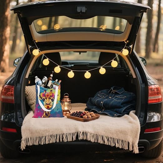 Giraffe Flowers Wreath Car Trash Bag Hanging Garbage Bag with Snap Buttons Car Back Seat Trash Storage Portable Dustbin Vehicle Trash Can Bag for Vehicle Accessories Travel Camping