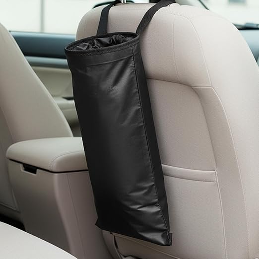 2PCS Car Garbage Bag Hanging, Washable Travel Automotive Trash Can Bags with Top Elastic Vent & Sticky Strap Bottom Opening, Independent Detachable Leak-Proof Seat Back Tash Bin for Car, Suv, Truck