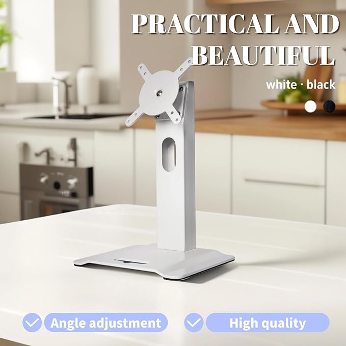 Metal Swivel and Tilt Stand for Echo Show 15 (Gen 1, Gen 2) and Show 21 Adjustable (-58/+58) with 360 Rotatable Wall Mounting Holder for Monitor Full Motion 13-29 inch White