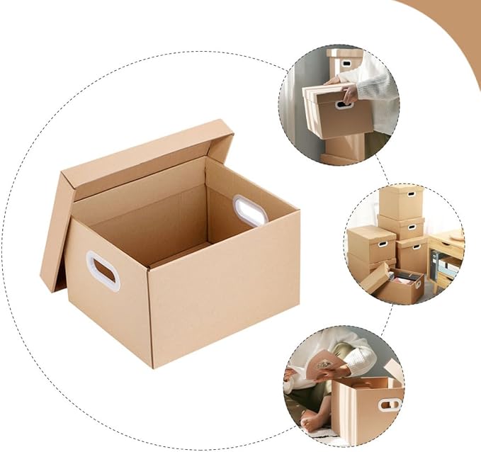 Didiseaon Document Box File Organizer with Lid 30l Kraft Paper Storage Box 43x31x24cm Office Document Holder Home Filing Case for Desktop Organization