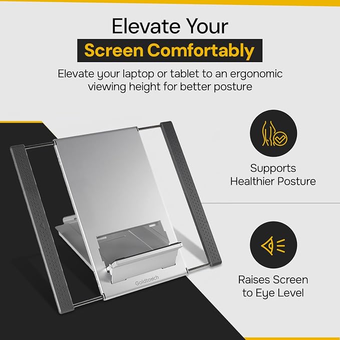Goldtouch KOV-GTLS-0055 Go! Travel Laptop and Tablet Stand (Aluminum),Black