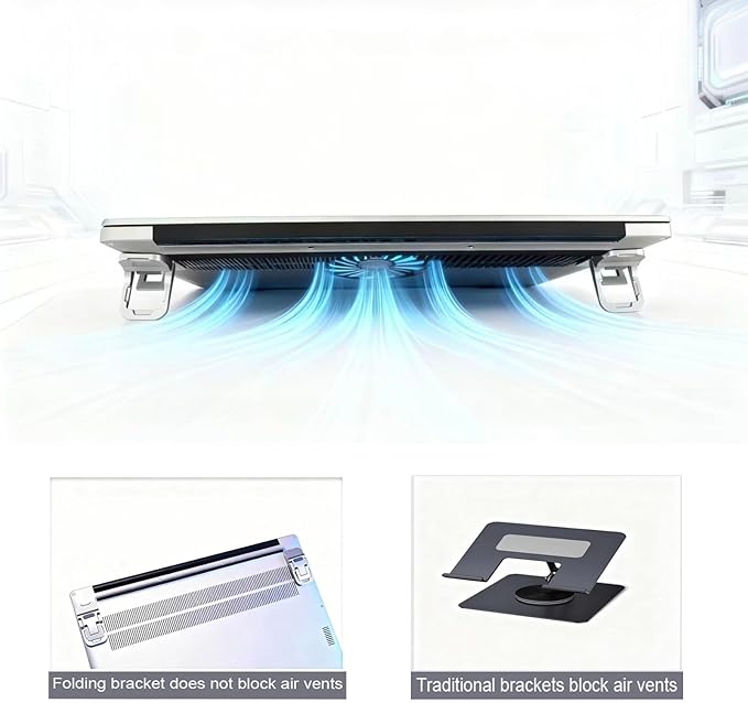 2PCS Laptop Stand, Portable Laptop Cooling Pad, Foldable Metal Keyboard Stand, Mini Keyboard Pillar (Black,Two Gears)