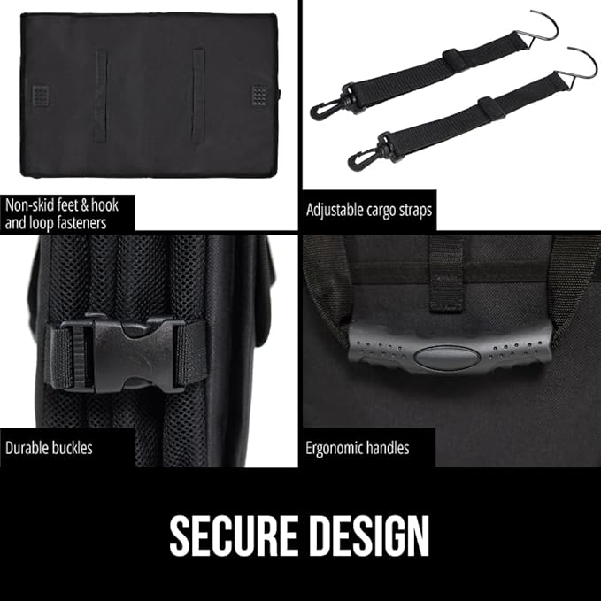 GORILLA GRIP Large Capacity Sturdy Trunk Storage Organizer, Slip and Water Resistant Collapsible Organization Container for Car Sedan or SUV, Multi Compartment Box Vehicle Accessories, 2 Pack, Black