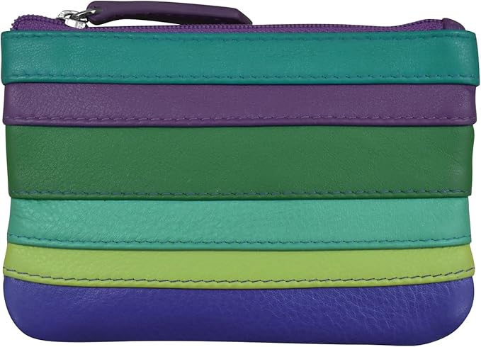 ili New York Mini Leather Coin Purse, Compact Genuine Leather Pouch with Key Ring & RFID Protection, Used for Coins, Keys and Cards, Ideal for Travel and Everyday Carry, Cool Tropics